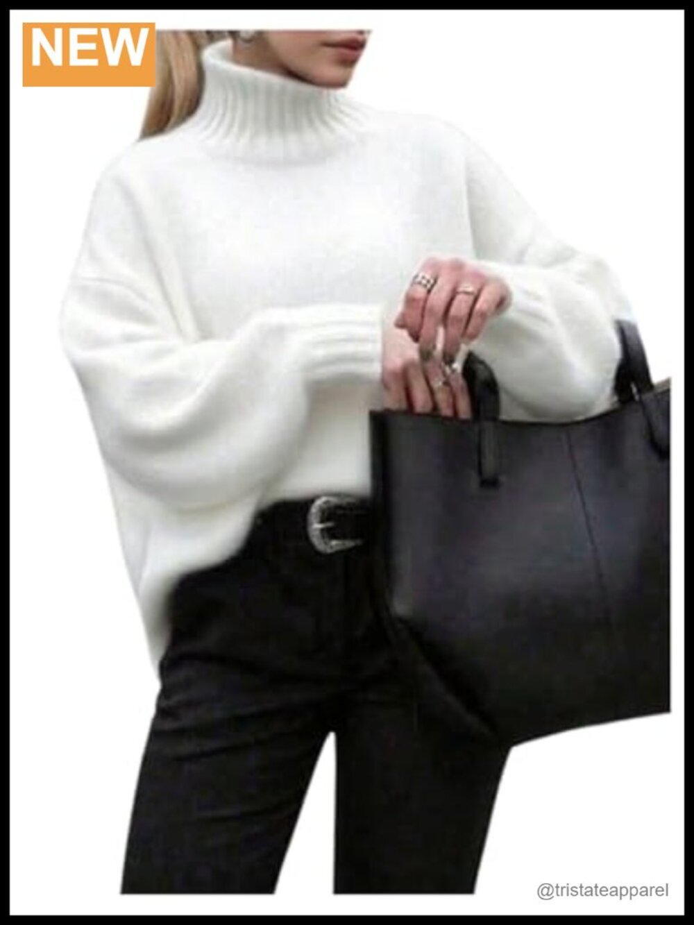 Women's High Neck Long Sleeve Knit Pullover Sweater Cozy Winter Top